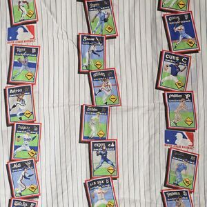 Vintage Baseball Cards Flat Bedsheet Twin Size 92" x 66" 80s 90s MLB Collectors